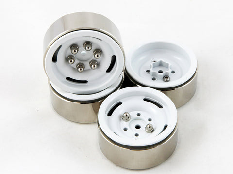 Silver 5-Spoke 1.9" Alloy Wheel Rim Set for 1/10 RC Crawlers, SCX10 AX10 - 4PCS
