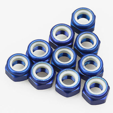 10PCS ALIENTAC Aluminum M4 Blue Nylon Hex Insert Self-Lock Nuts