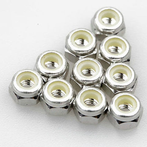 10PCS ALIENTAC Aluminum M3 Silver Nylon Hex Insert Self-Lock Nuts