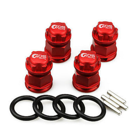 4PCS GDS Racing Extended Wheel Hex Hubs and Wheel Nut Red for Losi 5ive T