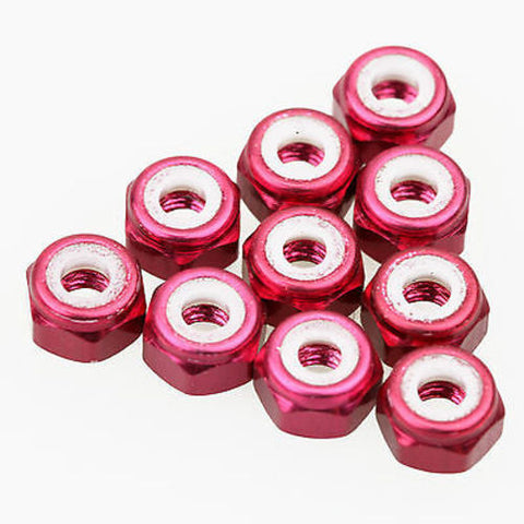 10PCS ALIENTAC Aluminum M3 Red Nylon Hex Insert Self-Lock Nuts