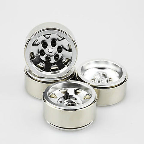 4PCS Silver 8-Spoke 1.9" Alloy Wheel Rim Set for 1/10 RC Crawler SCX10 CC01