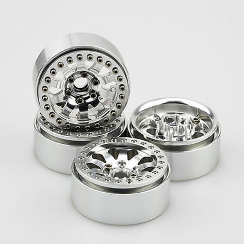 4PCS Silver&Rivets 1.9" Alloy Wheel Rim Set for 1/10 RC Crawler SCX10 CC01 RC4WD