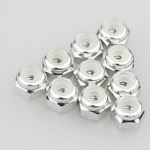 10PCS ALIENTAC Aluminum M2 Silver Nylon Hex Insert Self-Lock Nuts