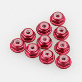 10PCS ALIENTAC Aluminum M2 Red Nylon Hex Insert Flange Collar Self-Lock Nuts