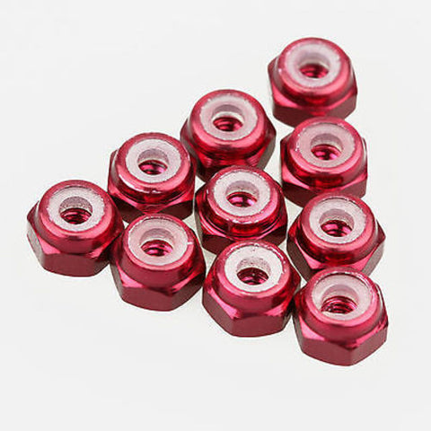 10PCS ALIENTAC Aluminum M2 Red Nylon Hex Insert Self-Lock Nuts