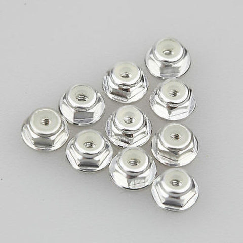 10PCS ALIENTAC Aluminum M2 Silver Nylon Hex Insert Flange Collar Self-Lock Nuts