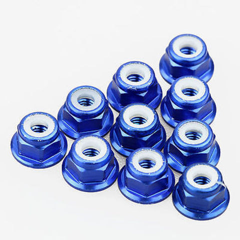 10PCS ALIENTAC Aluminum M3 Blue Nylon Hex Insert Flange Collar Self-Lock Nuts