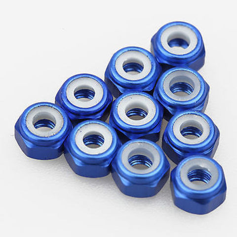 10PCS ALIENTAC Aluminum M3 Blue Nylon Hex Insert Self-Lock Nuts