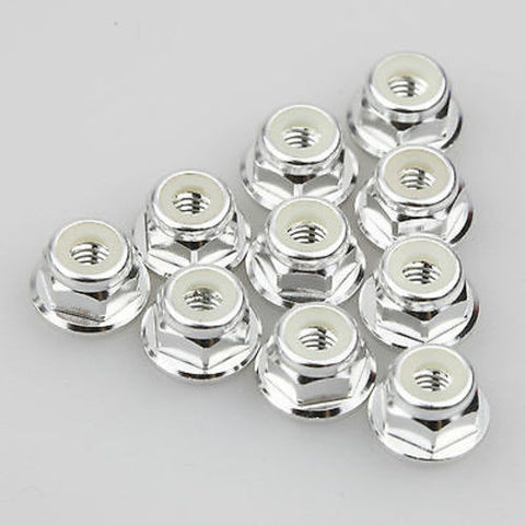 10PCS ALIENTAC Aluminum M4 Silver Nylon Hex Insert Flange Collar Self-Lock Nuts