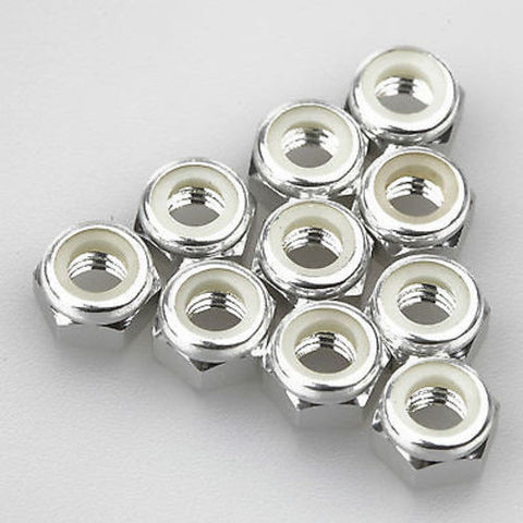 10PCS ALIENTAC Aluminum M4 Silver Nylon Hex Insert Self-Lock Nuts