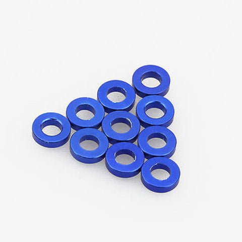 10PC 3mm x 6mm x 1.5mm Aluminum Alloy Blue Flat Washer/Spacer/Standoff