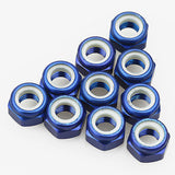 10PCS ALIENTAC Aluminum M5 Blue Nylon Hex Insert Self-Lock Nuts