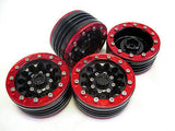 Red&Black 1.9 Heavy Duty Alloy Wheel Rim Set for 1/10 RC Crawlers - 4pcs