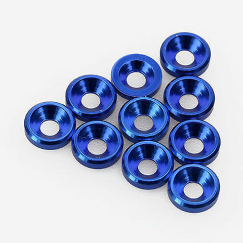 10PCS ALIENTAC M2 x 6mm x 2mm Aluminum Blue Counter-Sunk Screw Washers