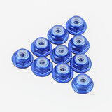 10PCS ALIENTAC Aluminum M2 Blue Nylon Hex Insert Flange Collar Self-Lock Nuts