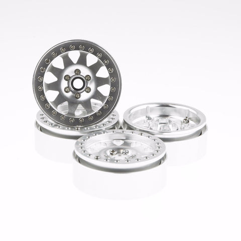 ALIENTAC 2.2" Alloy Beadlock Wheel Rim Wide 1" Silver for RC Model #095 (4 Pack)