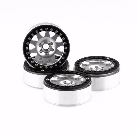 4PCs Black &Silver Rivets 2.2" Alloy Beadlock Wheel Rim Set for 1/10 RC Crawlers