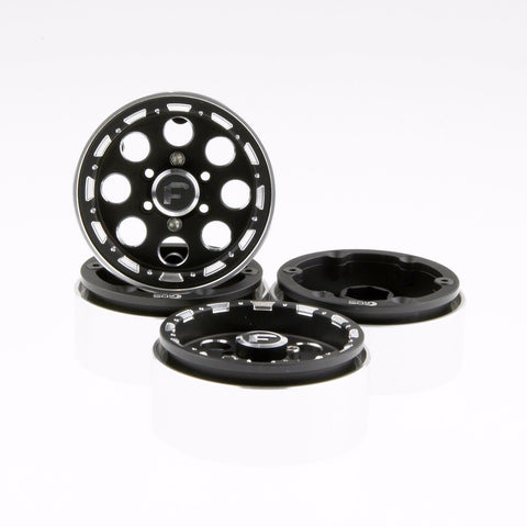 GDS Racing Four 1.9" Black Alloy Beadlock Wheel Rim Wide 1" for RC Model #093BK