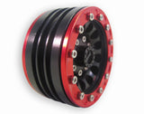 One Red & Black 1.9" Alloy Beadlock Wheel Rim Set for 1/10 RC Crawlers, SCX10