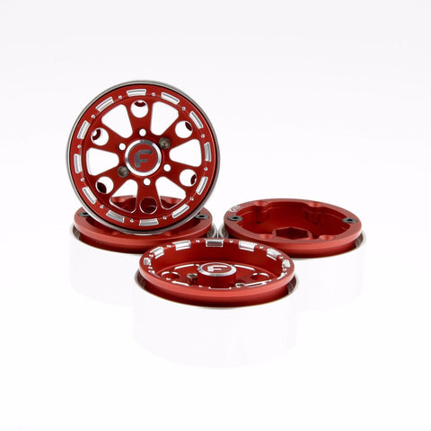 GDS Racing Four 1.9" Red Alloy Beadlock Wheel Rim Wide 1" for RC Model #094RD