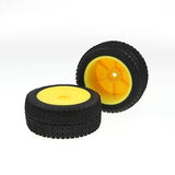 LC Racing 12mm Mounted Front Tire Set Yellow for EMB-1 EP 1:14 RC Buggy #L6002Y